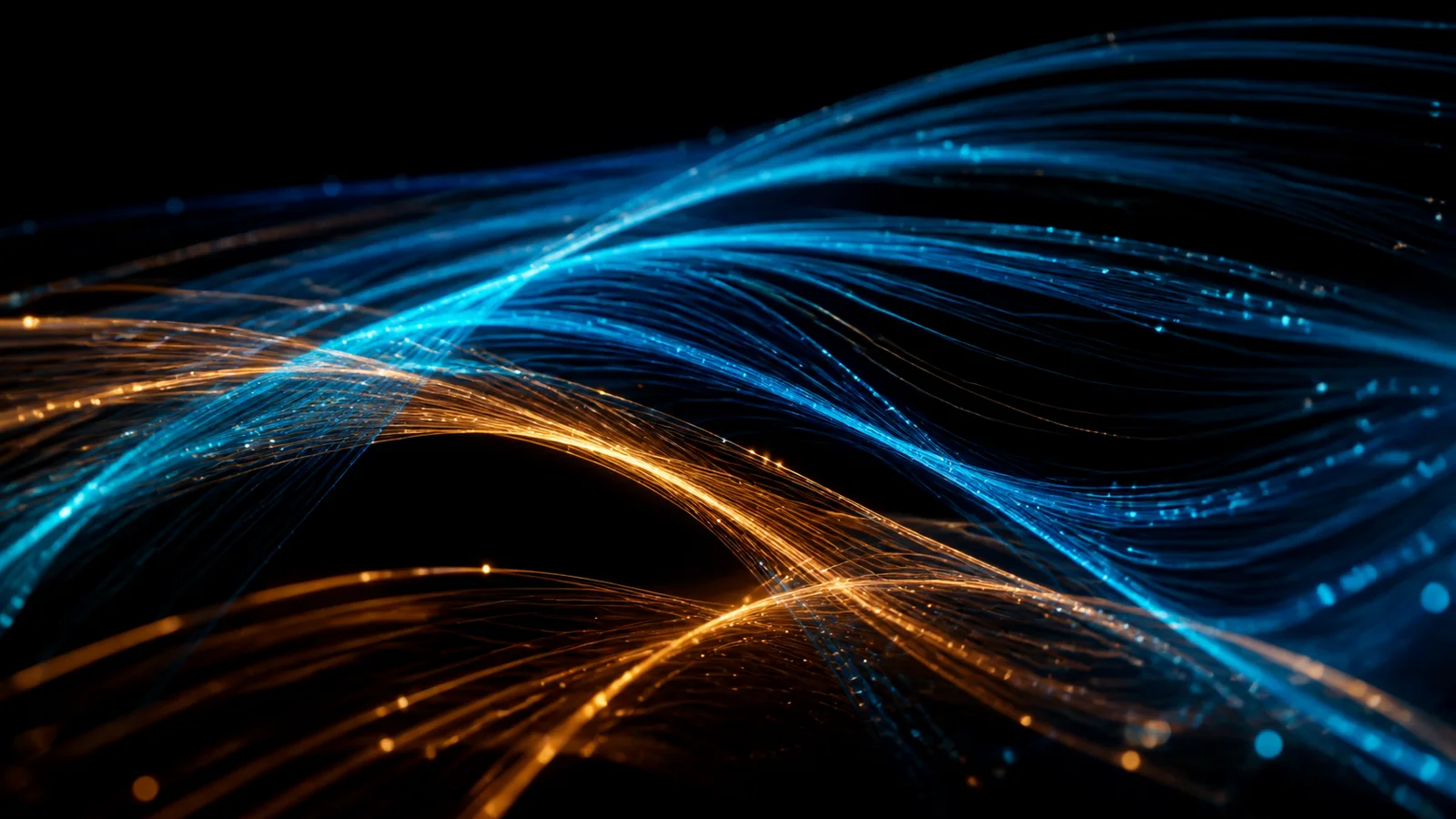 青琥弧流：层叠光纤抽象光场 / Cyan-Amber Arc Flow: Layered Fiber Light Field