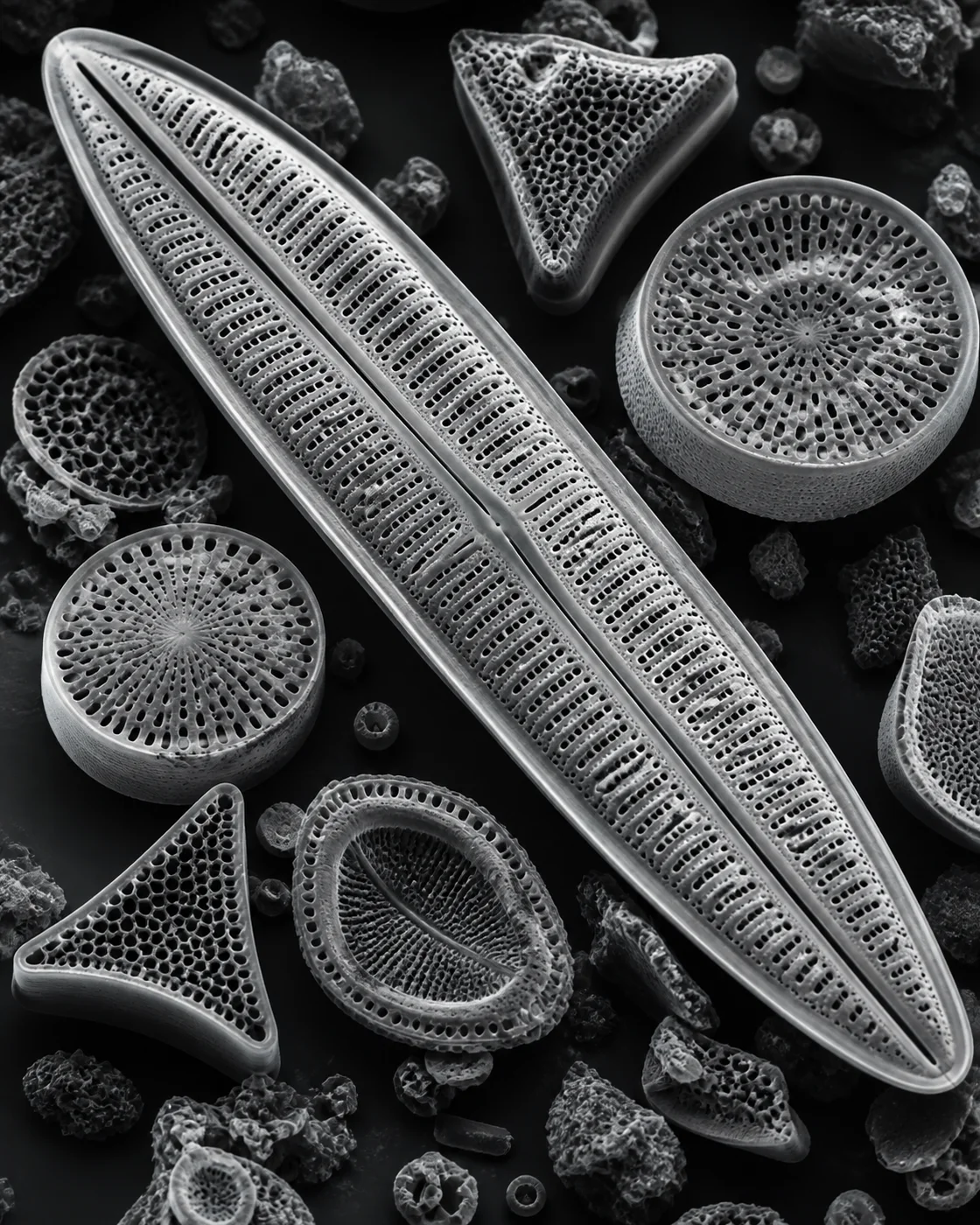 硅藻迷宫：多形硅壳微观结构 / Diatom Labyrinth: Silica Shell Microstructure