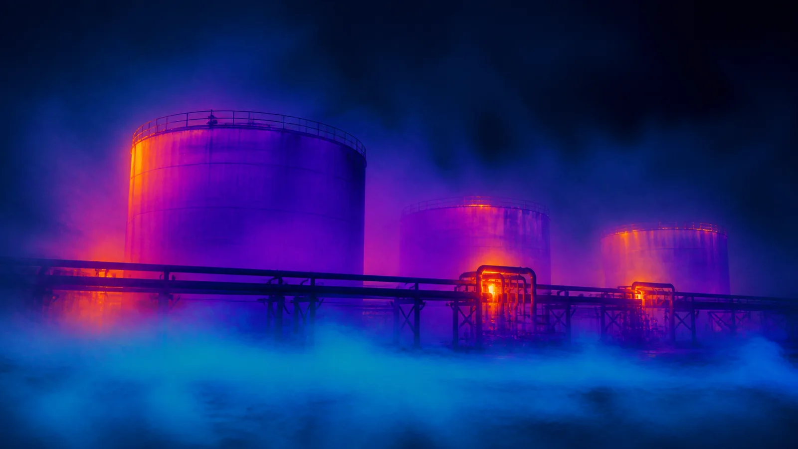 雾中储罐与管廊 / Storage Tanks and Pipe Rack in Thermal Fog
