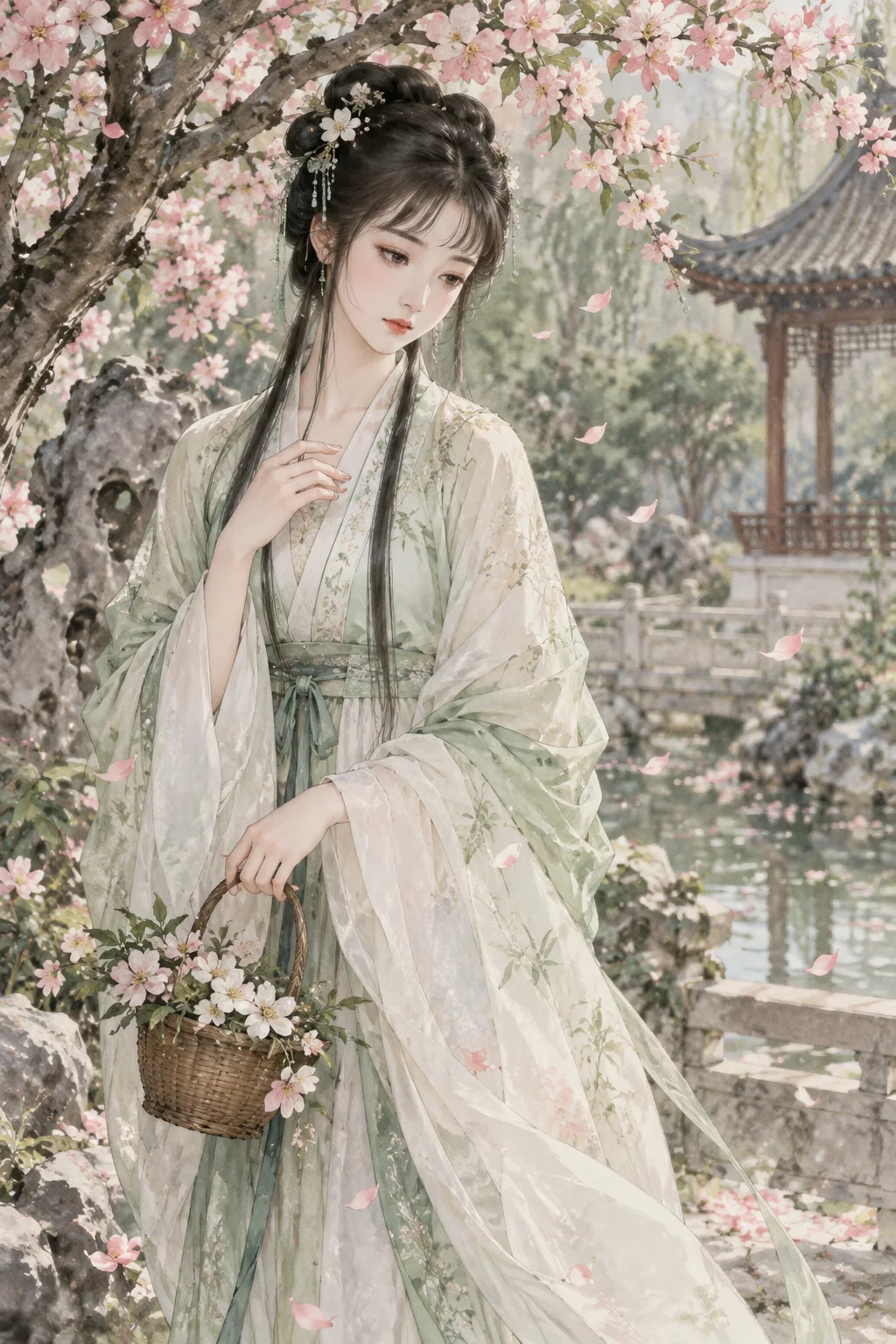 林黛玉·春庭花影（水彩国风）