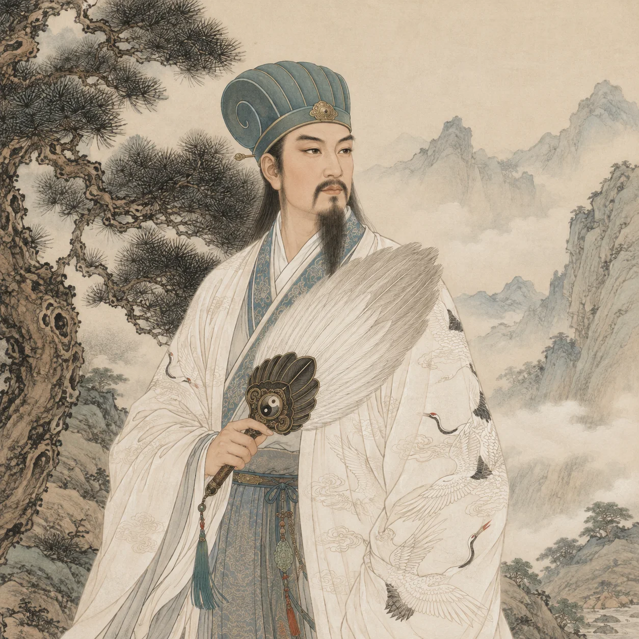 诸葛亮·松间持扇（工笔国风）