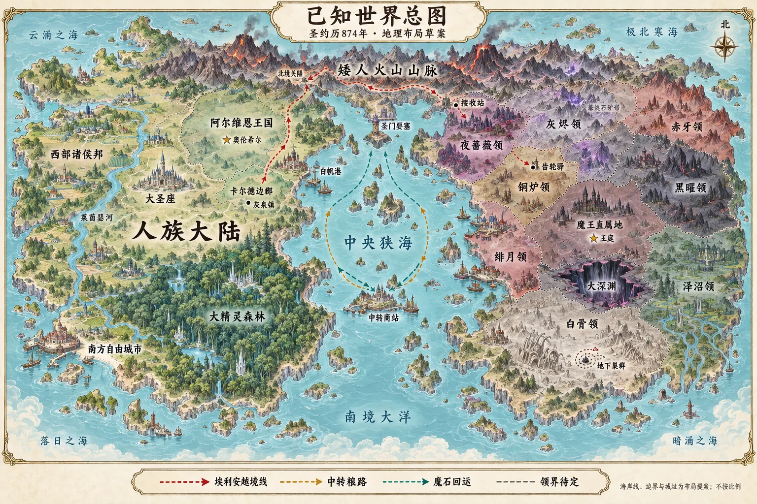 已知世界总图｜874年地理布局草案｜MAP-WORLD-874-V01-REVIEW