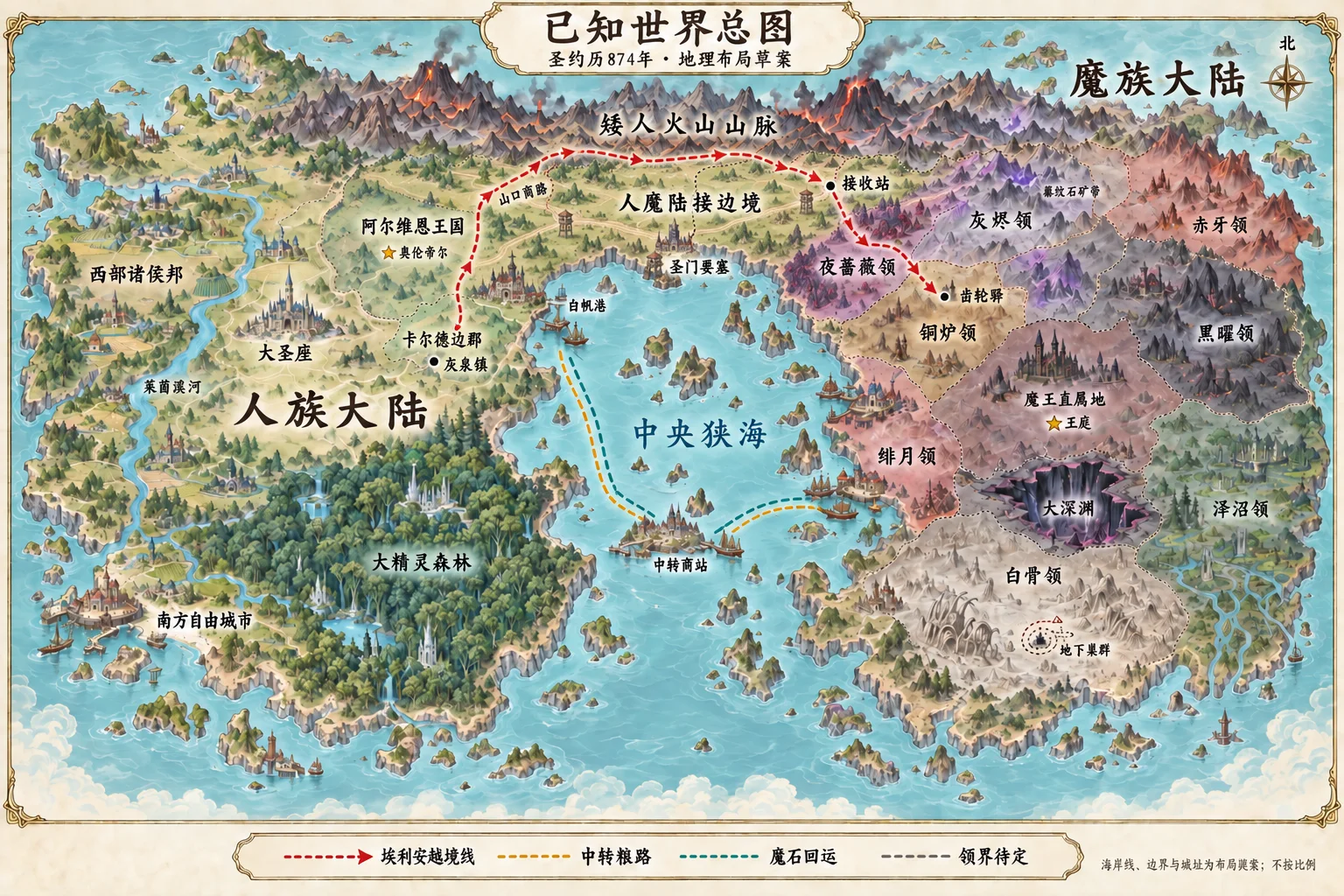 已知世界总图｜874年地理布局草案｜MAP-WORLD-874-V03-REVIEW