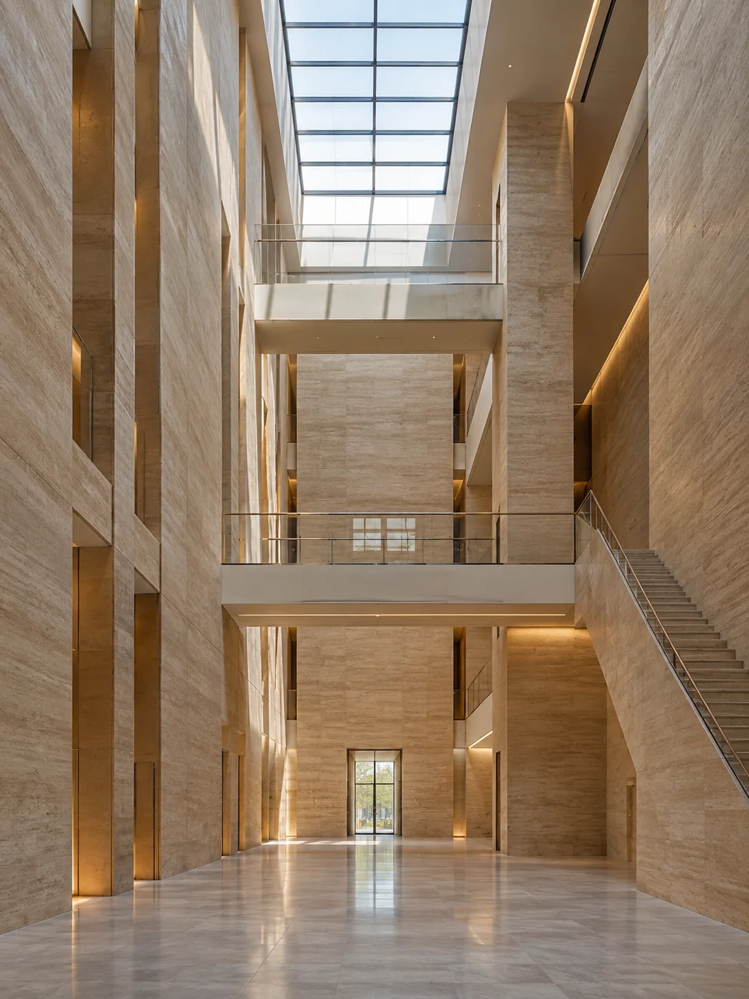 现代极简建筑｜天光石材中庭