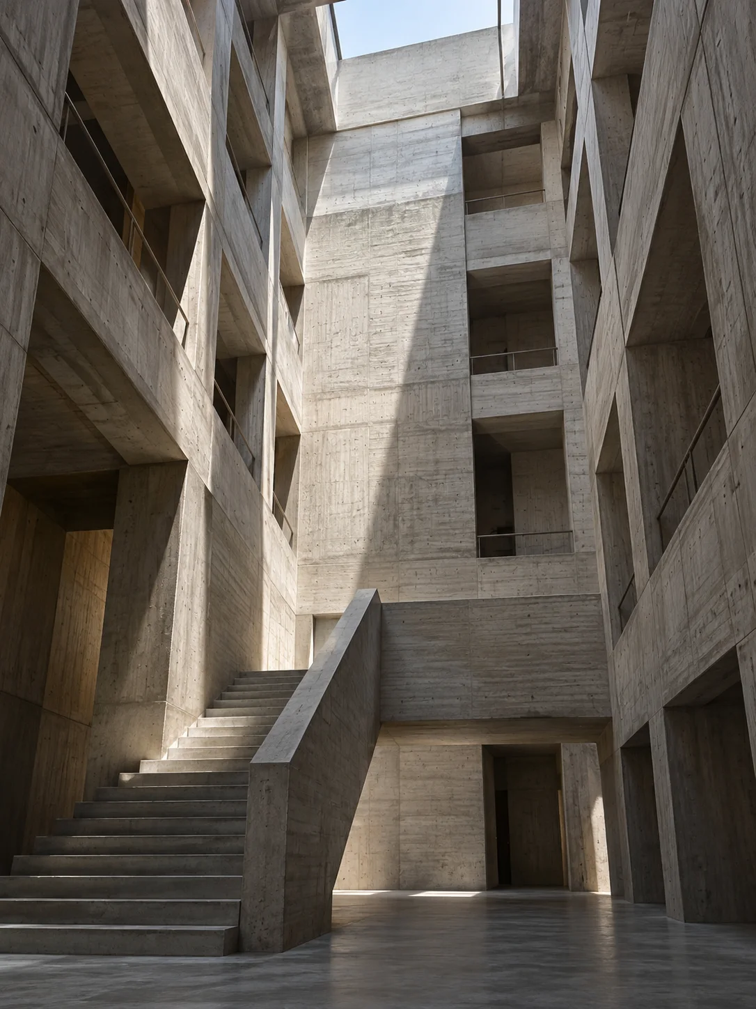粗野主义建筑｜大型中庭光井