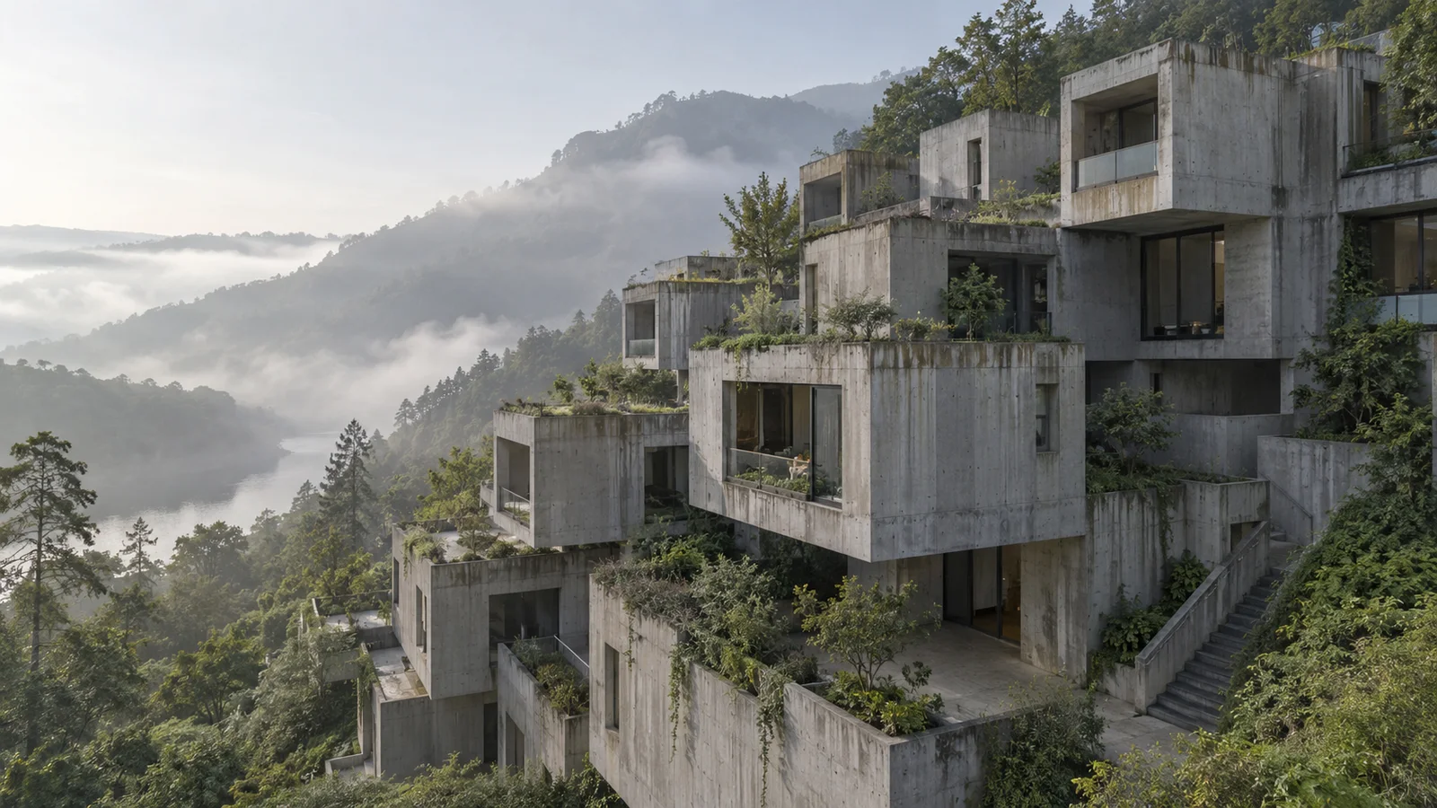 粗野主义建筑｜山坡集合住宅