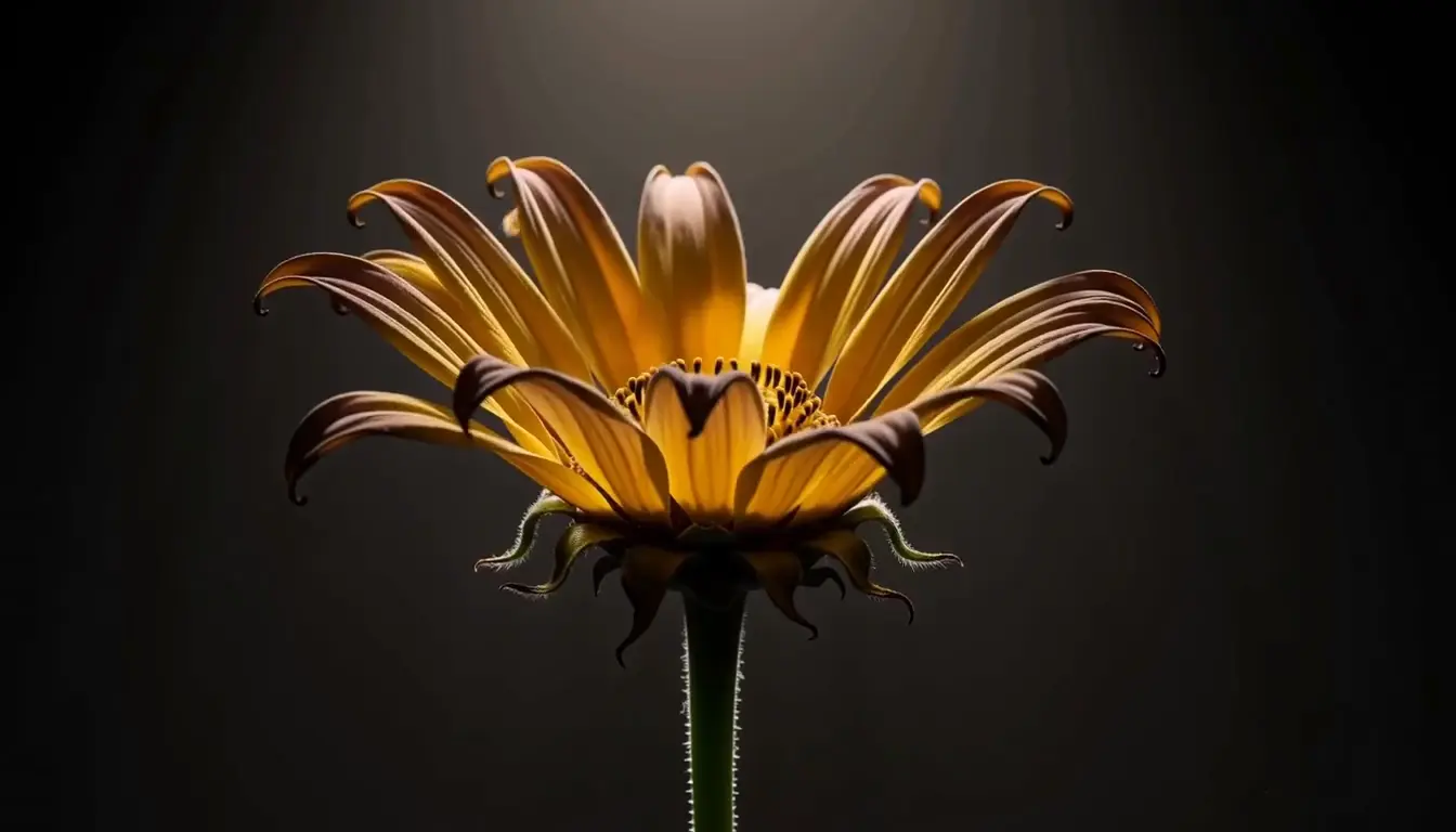 聚光花影｜金色花朵与飘落花瓣